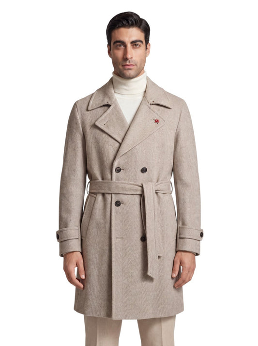 $10,850 ISAIA Belted Overcoat Herringbone Top Cashmere Black Sheep 38 US / 48 IT