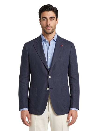 $5690 ISAIA "Capri" Dark Blue Jacket Sport Coat 100% Linen 48 US / 58 EU  8R