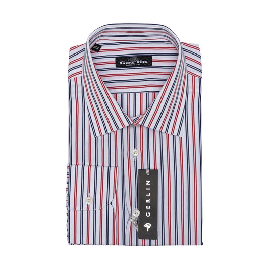 690$ ITALIAN LUXURY GERLIN Shirt Striped White Cotton 16 - 41 - 2A BIJAN