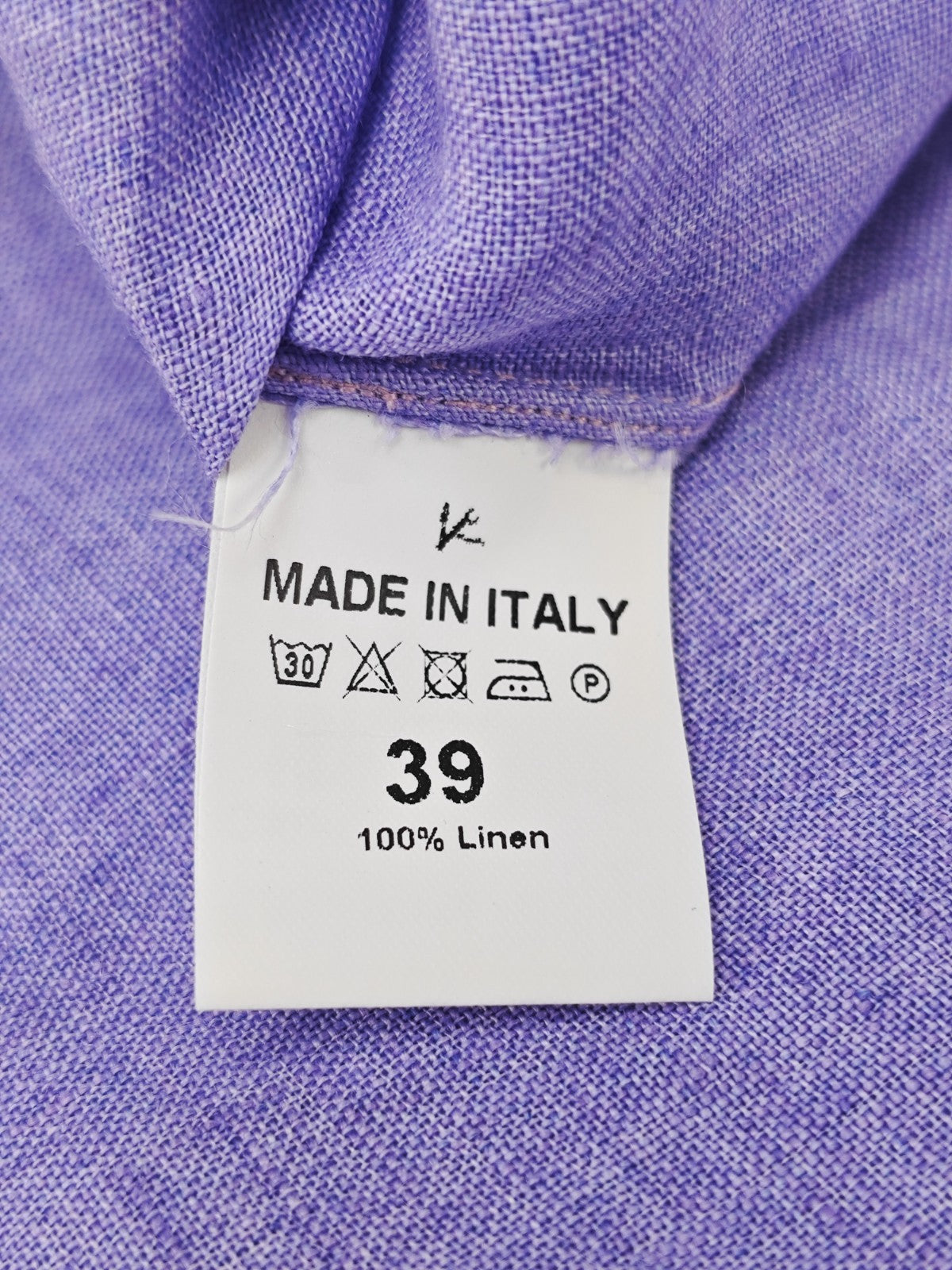 765$ ISAIA NAPOLI "Mix" Violet Dress Shirt Hand-Sewn 100% Linen 15.5 - 39
