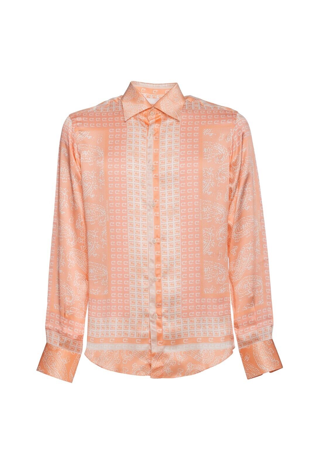 1900$ ITALIAN LUXURY FABIO CAVIGLIA Shirt  Salmon "CF " 100% Silk Size M