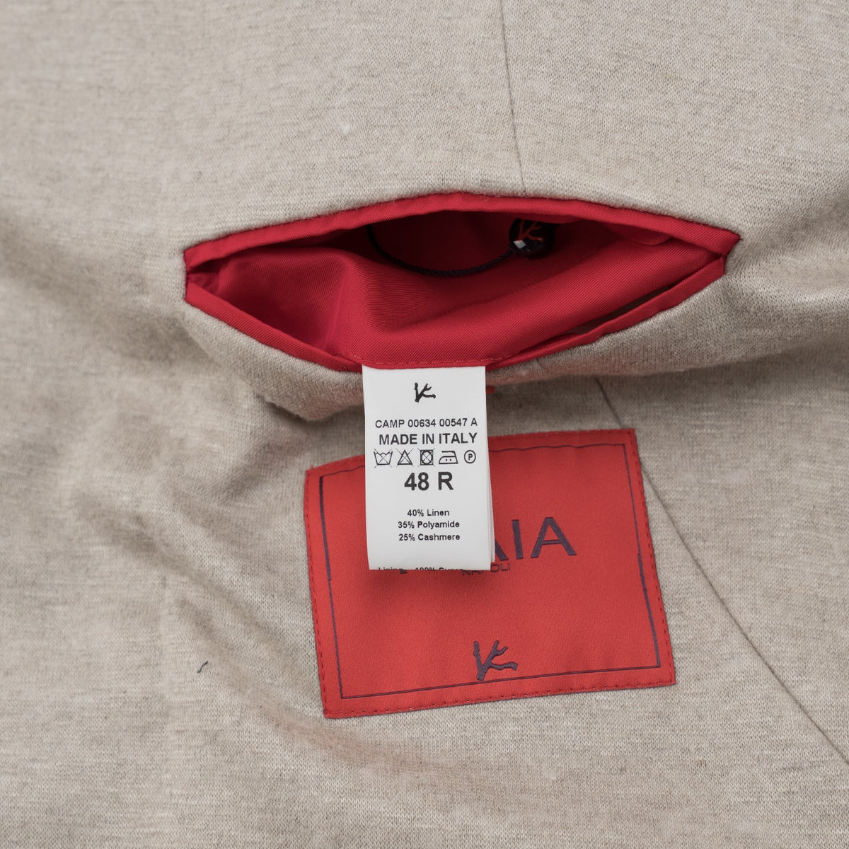 $5250 ISAIA "Capri" Light Beige Caban Peacoat Coat Linen / Cashmere 38 US  48 EU