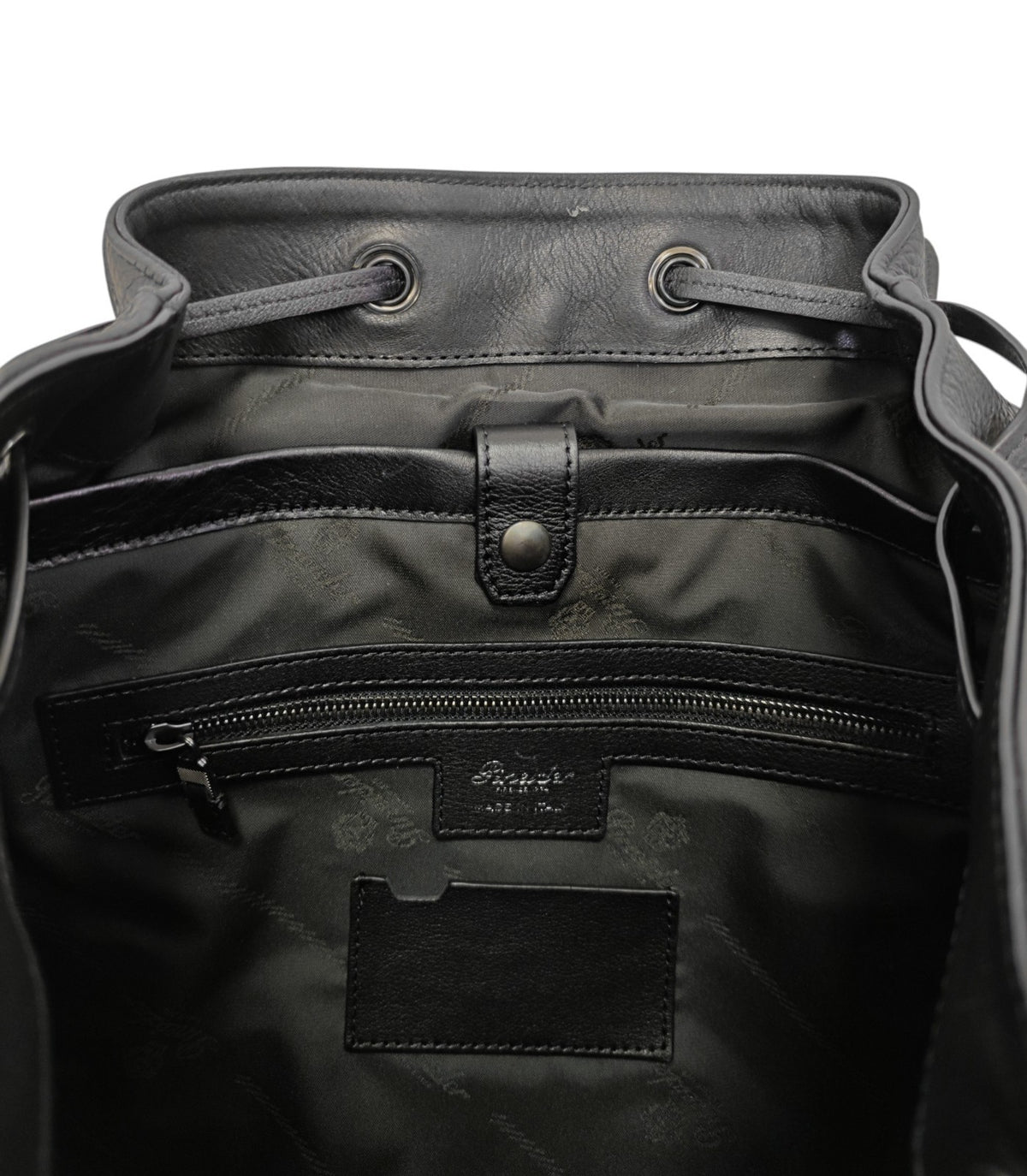 1990$ PINEIDER BOTTOLATO Grain Calf Multiple Backpack Travel Weekender Black XL