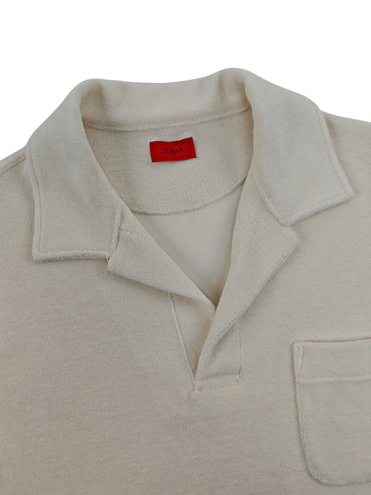 $1250 ISAIA NAPOLI Ivory Terry Short Tracksuit Cotton Silk Size M