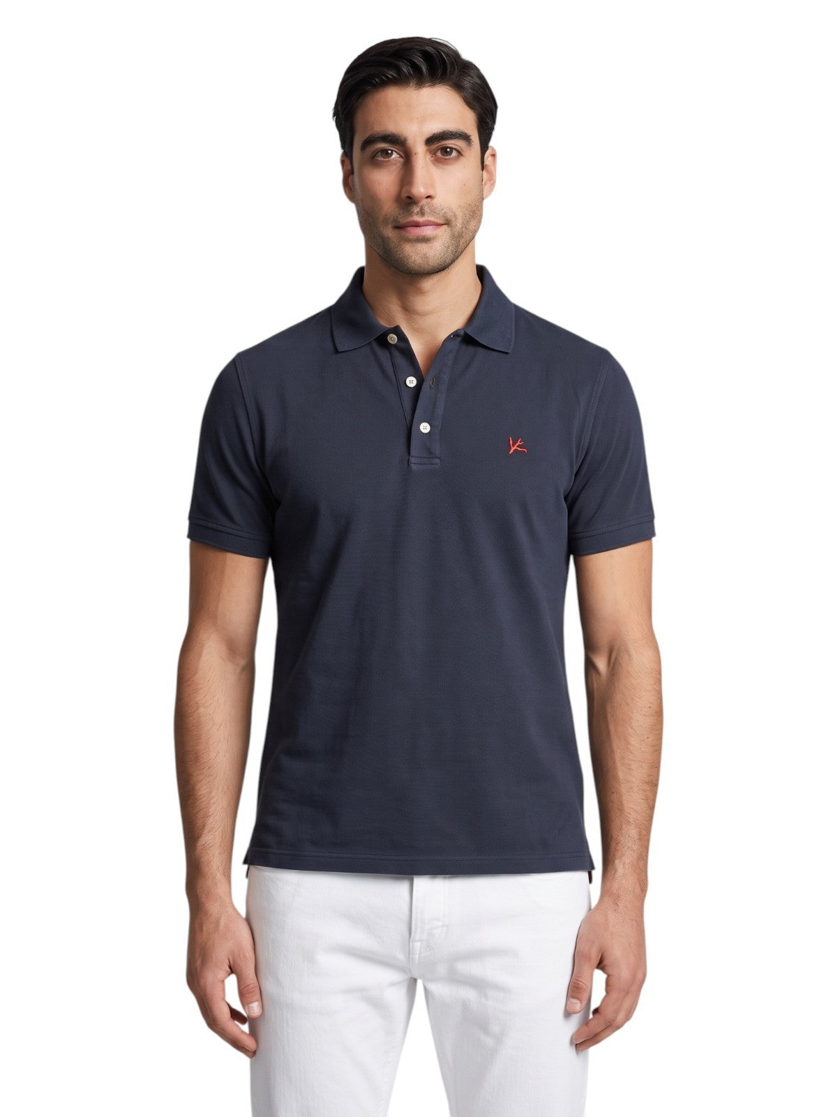 575$ ISAIA NAPOLI Blue Navy Polo Short Sleeve 100% Jersey Cotton Size XS