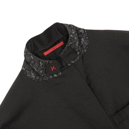 $6850 ISAIA NAPOLI "Capri" Black Suit Hand-Sewn Fine Wool Striped 8R