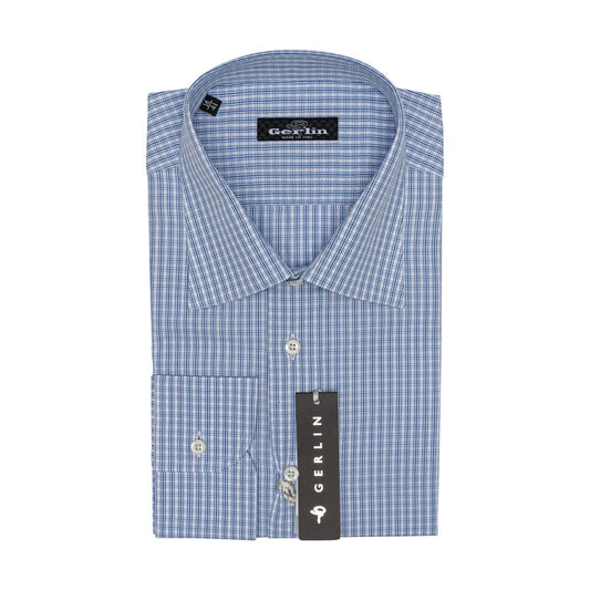 690$ LUXURY GERLIN Shirt Blue Checks ALUMO Cotton 16 - 41 1Q BIJAN