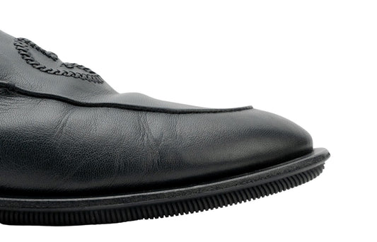 900$ GIORGIO ARMANI Shoes Loafers Logo Blue Navy Leather 8 UK / 9 US / 42 IT