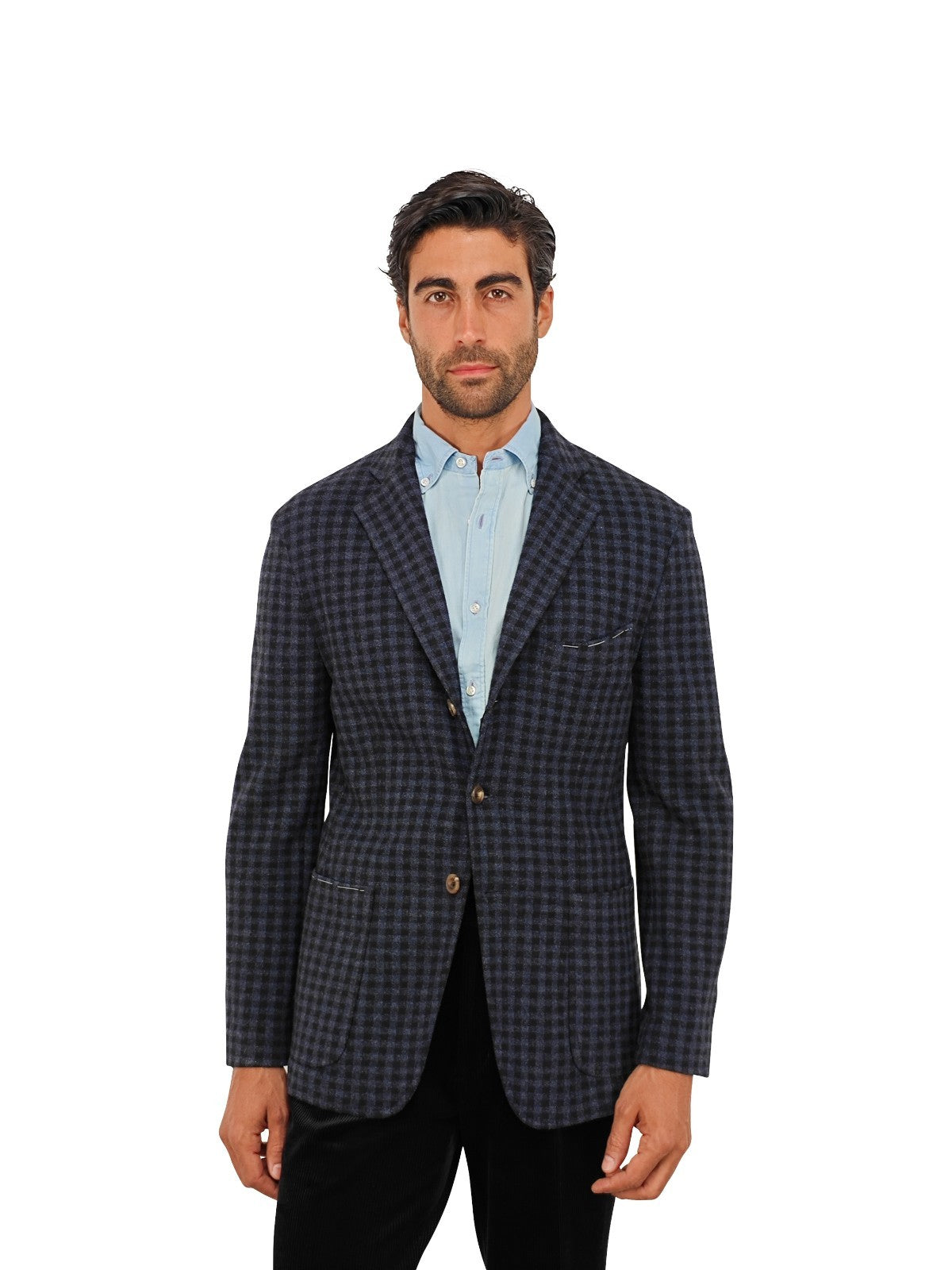 $1940 RUBINACCI NAPOLI Blue Checks Jacket Blazer Wool / Cashmere 40 US / 50 EU