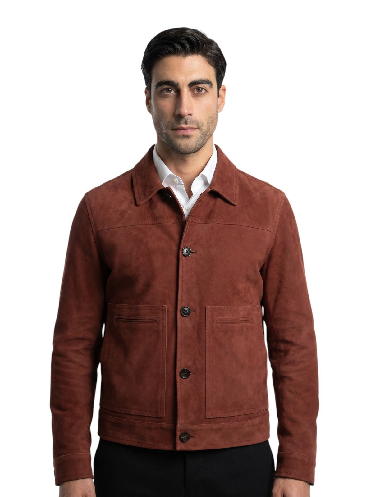 $5950 ISAIA NAPOLI Rust Jacket Suede Lambskin Leather 36 US / 46 EU