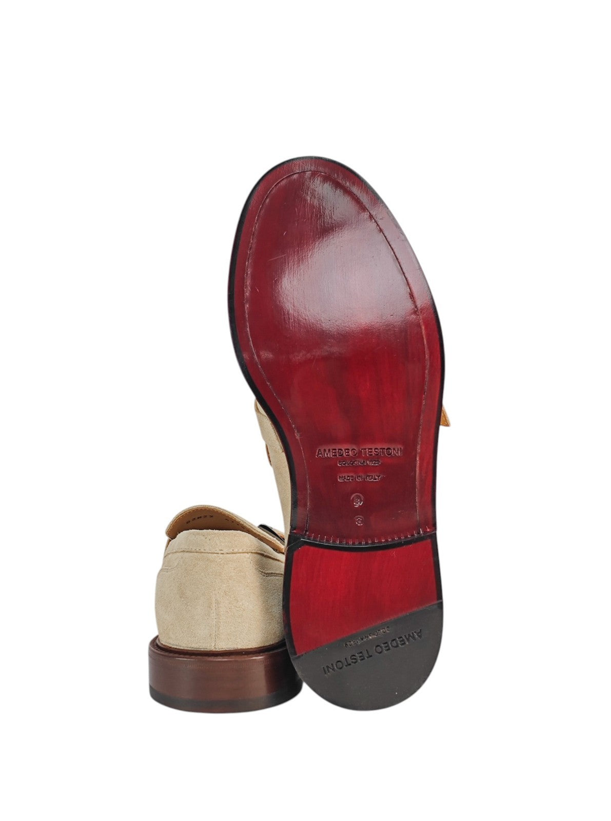 1250$ TESTONI "Vietri" Beige Loafer Monk Shoes Eco Suede 8 UK / 9 US / 42 IT