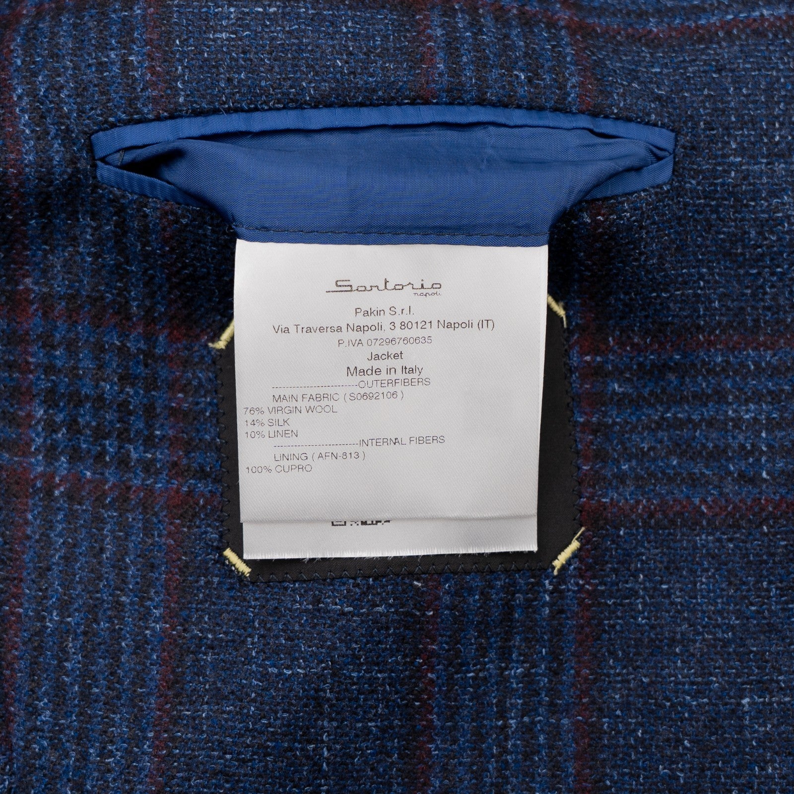 1900$ SARTORIO KITON Blue Jacket Sport Coat Wool - Silk - Linen  54 US / 64 EU