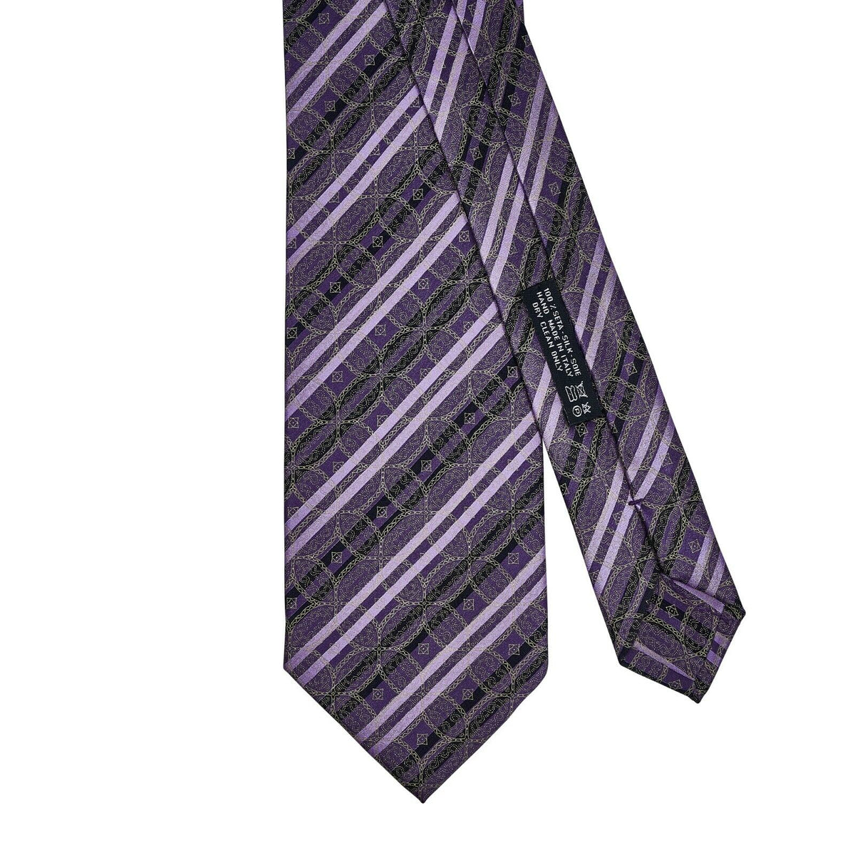 $220 ITALO FERRETTI x GERLIN Tie Silk Striped Lilac Handmade in Italy  ZILLI