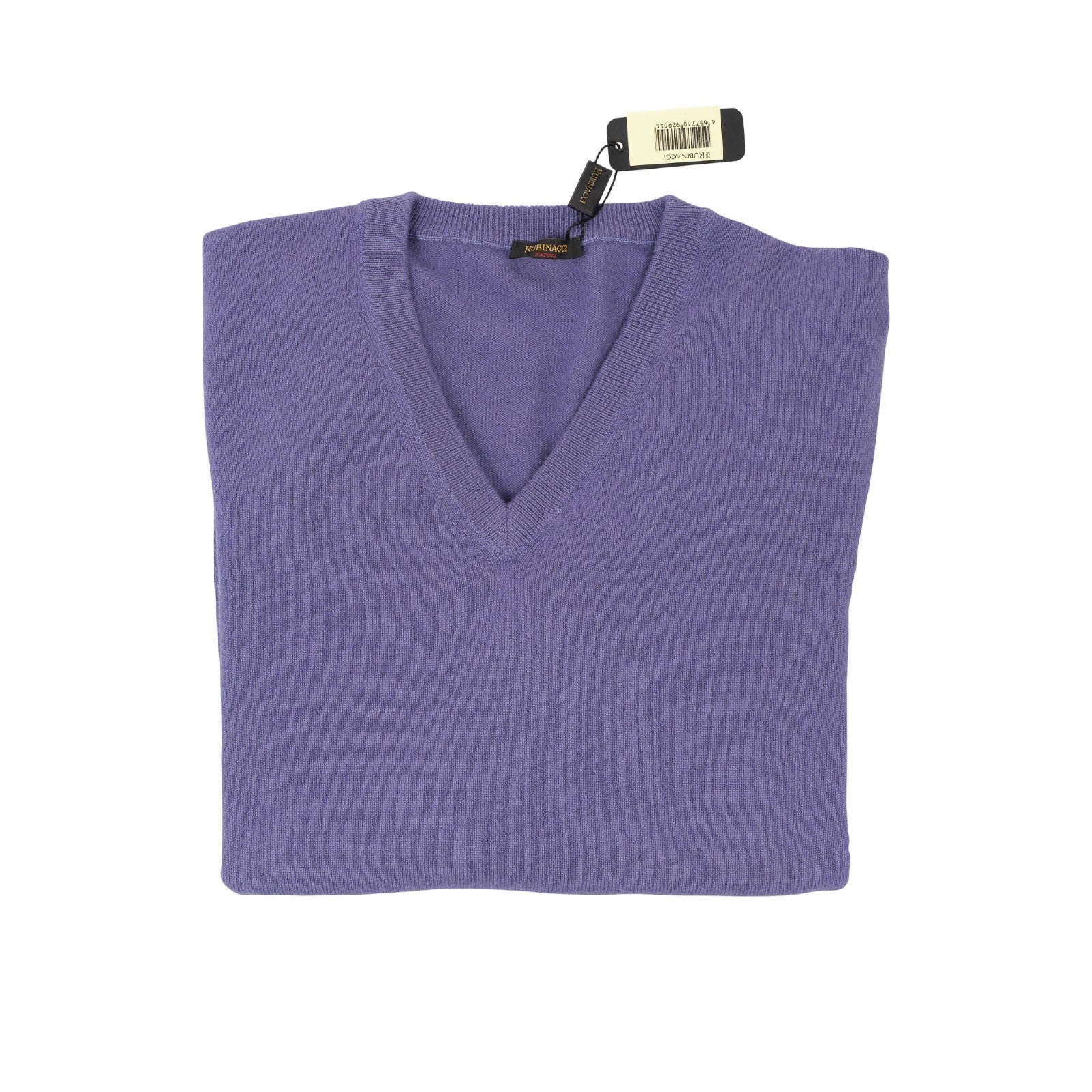 750$ RUBINACCI NAPOLI Violet Sweater V-Neck 100% Soft Cashmere Size L