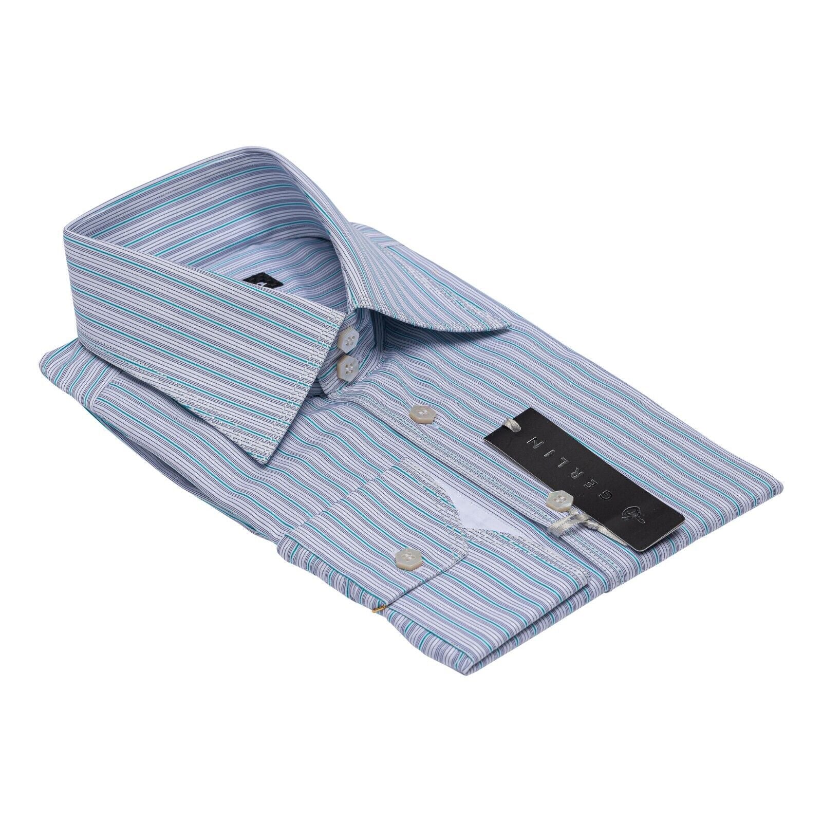 690$ LUXURY GERLIN Shirt Striped Triple Stitched Cotton 16 - 41 1R ZILLI