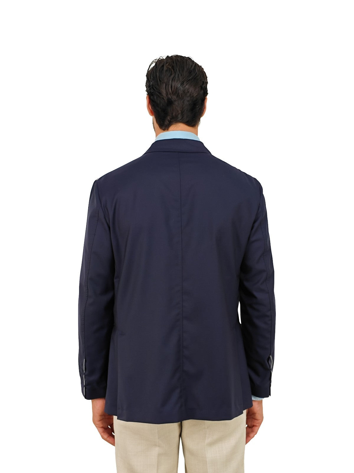 $1750 RUBINACCI NAPOLI Blue Navy Solid Unlined Jacket Fine Wool