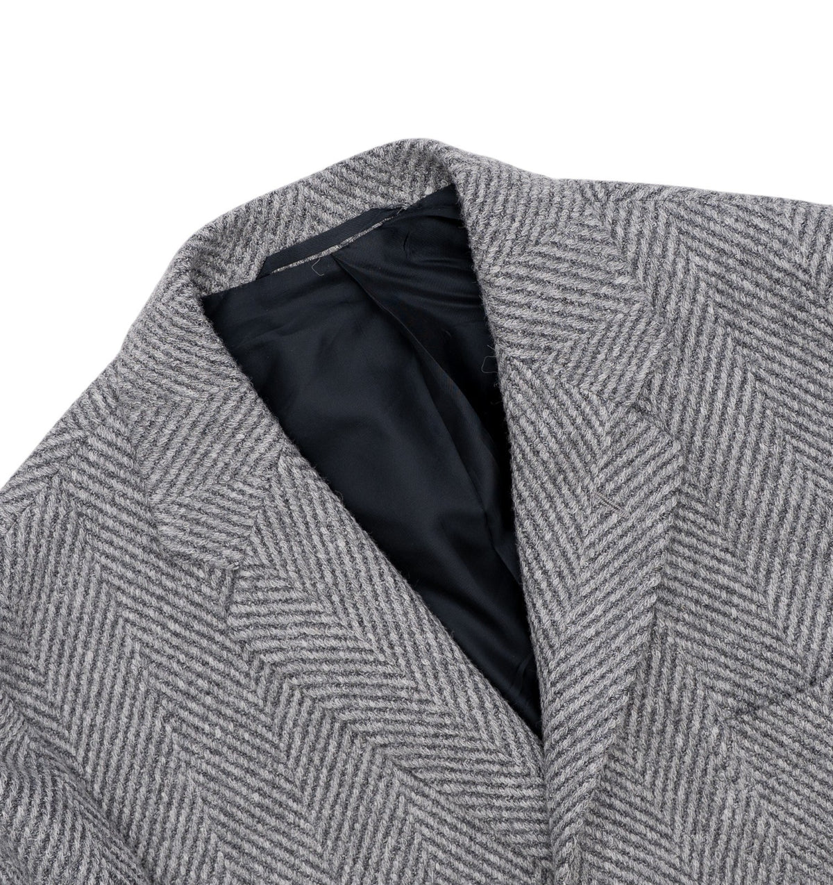 $3450 SARTORIO by KITON Gray Overcoat Alpaca / Wool Herringbone 42 US / 52 EU