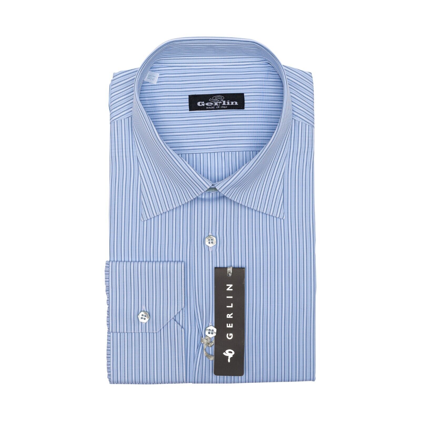 690$ LUXURY GERLIN Shirt Blue ALUMO Jacquard Cotton 16 - 41  2I BIJAN
