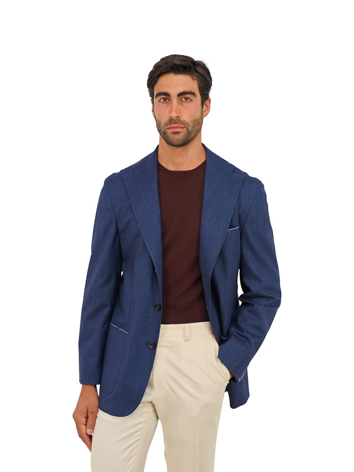$2150 RUBINACCI NAPOLI Blue Jacket Sport Coat Wool Cashmere Silk 42 US / 52 EU