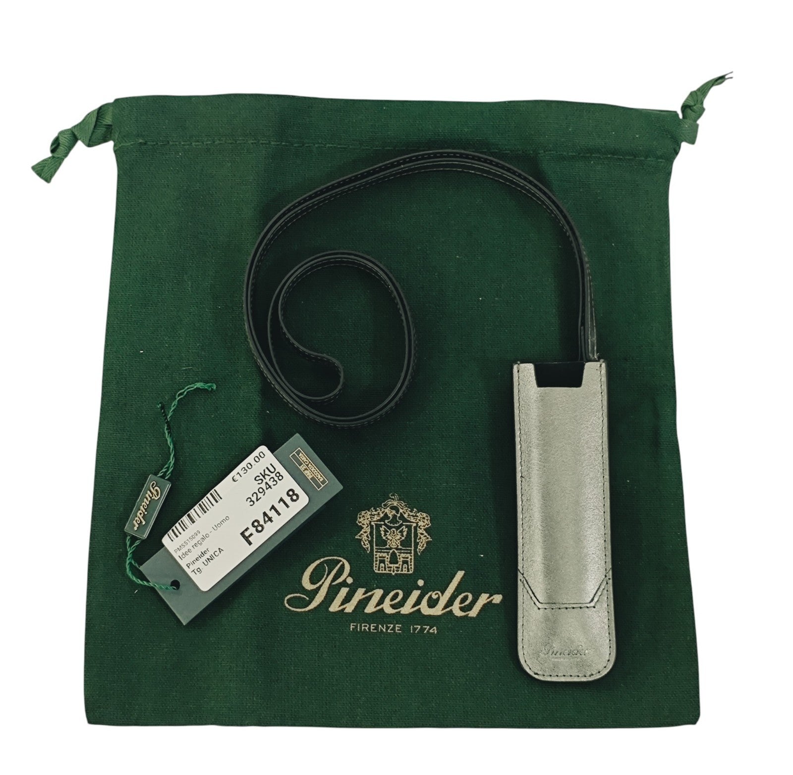 150$ PINEIDER FIRENZE 1774 "Metro Smooth" Pen Holder Calf Laminated Silver