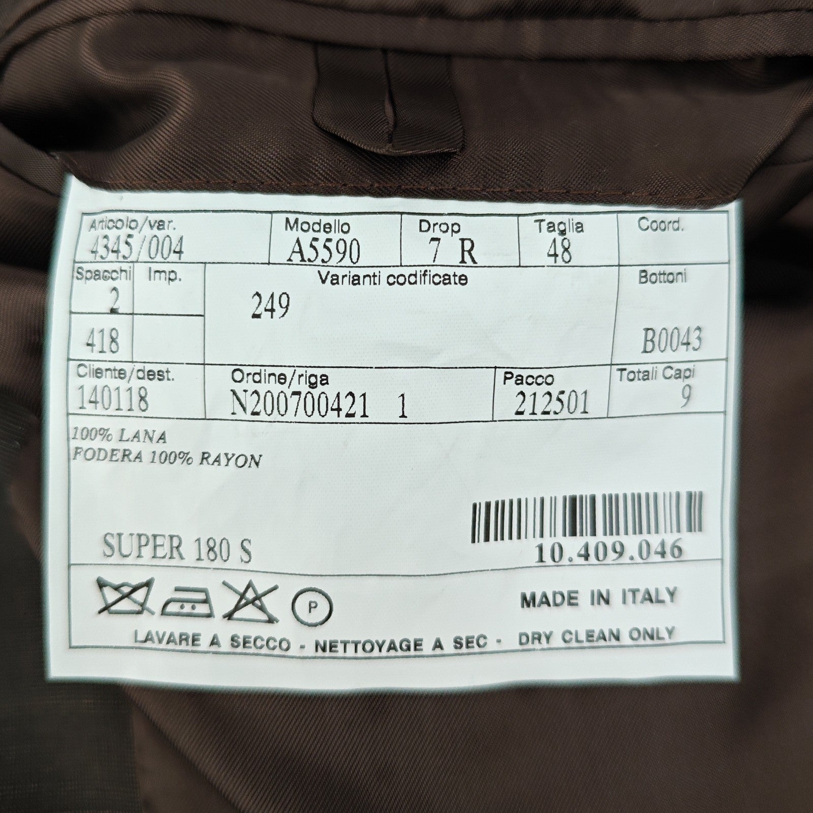 2600$ BURBERRY LONDON 3/2 Roll Suit Dark Brown Fine Wool Super 180’s 38 US 48 IT