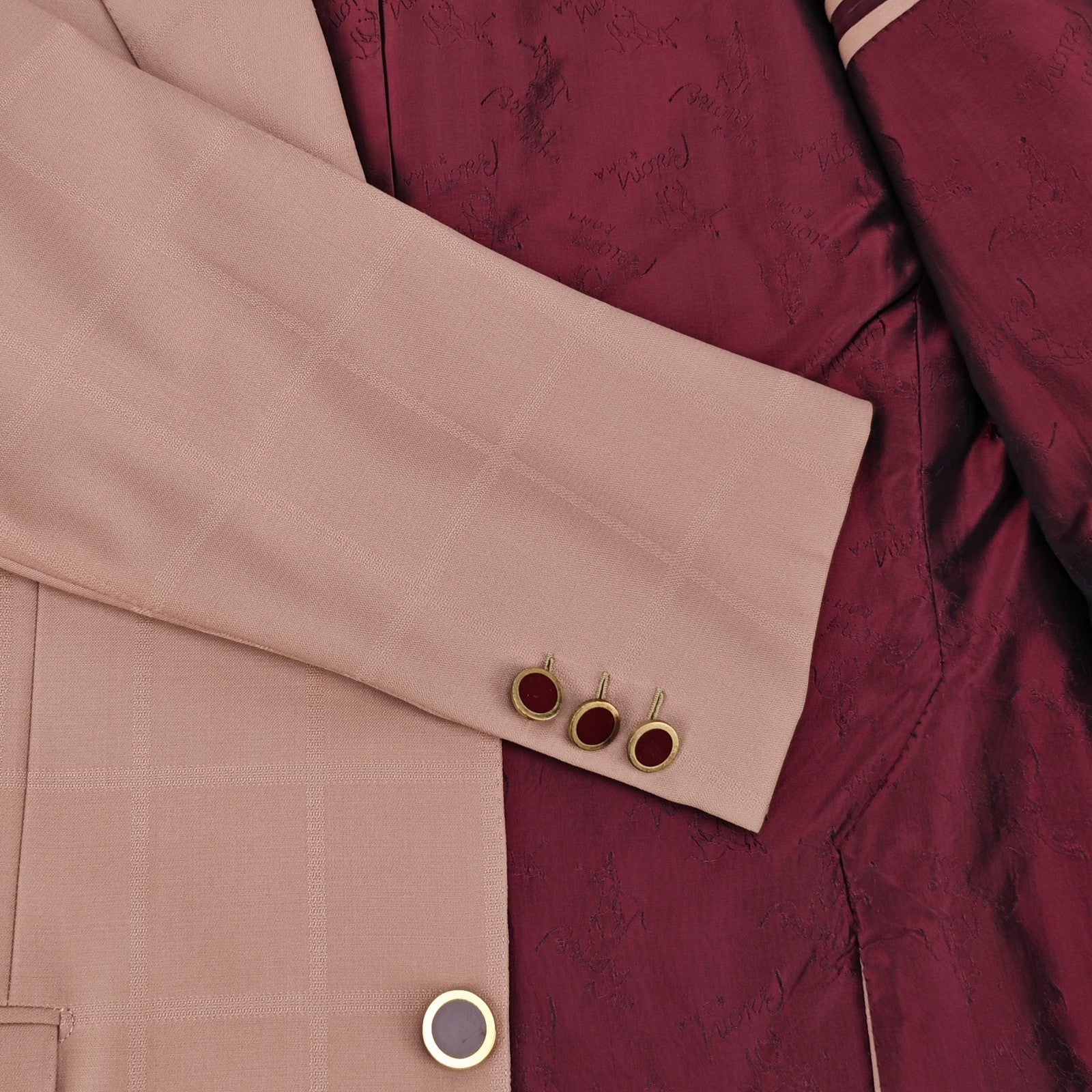 4950$ BRIONI Powder Pink Suit Windowpane Wool Handmade in Italy 38 US / 48 IT