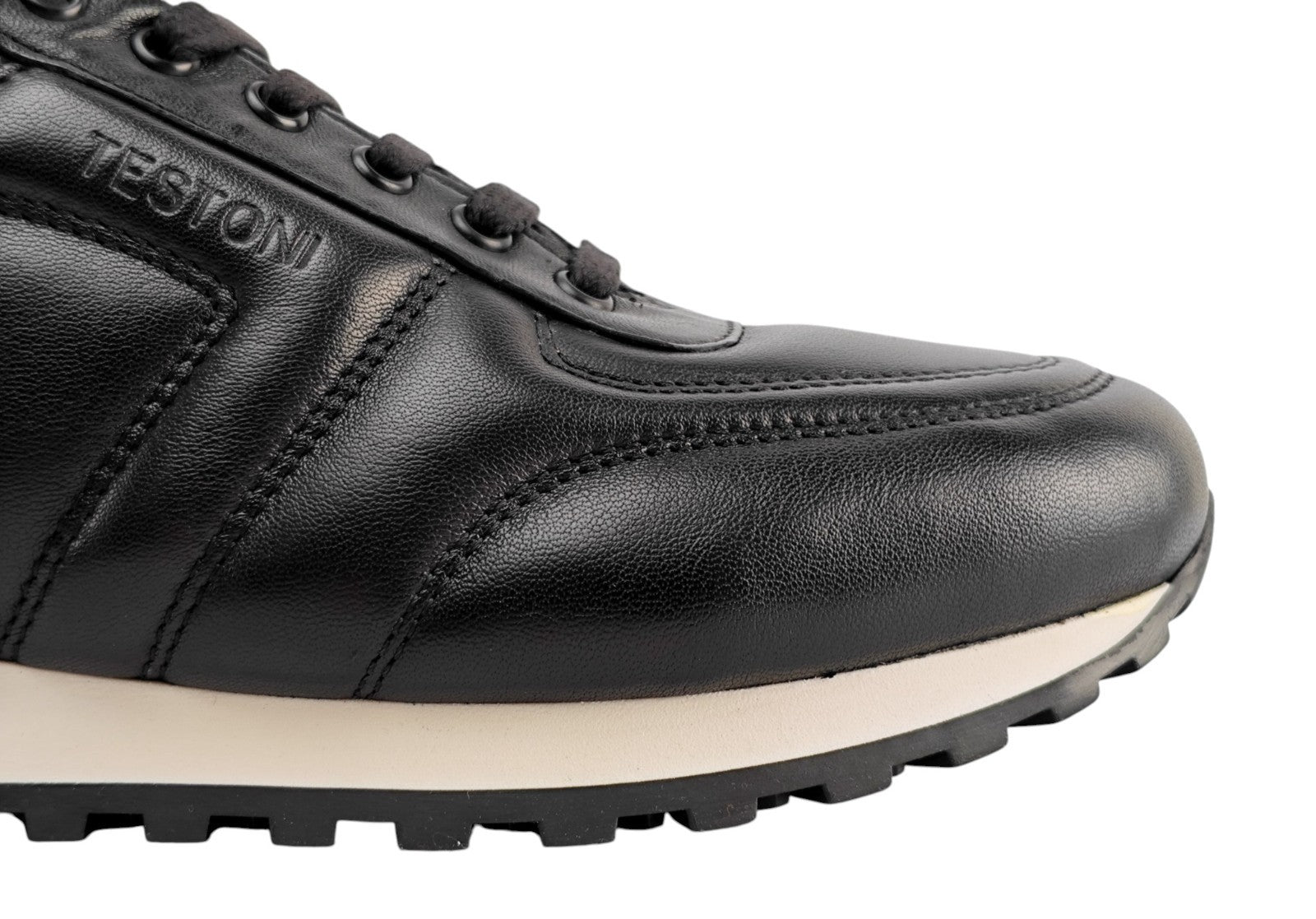 $850 TESTONI BOLOGNA Black Padded Sneaker Shoes Sport Nappa