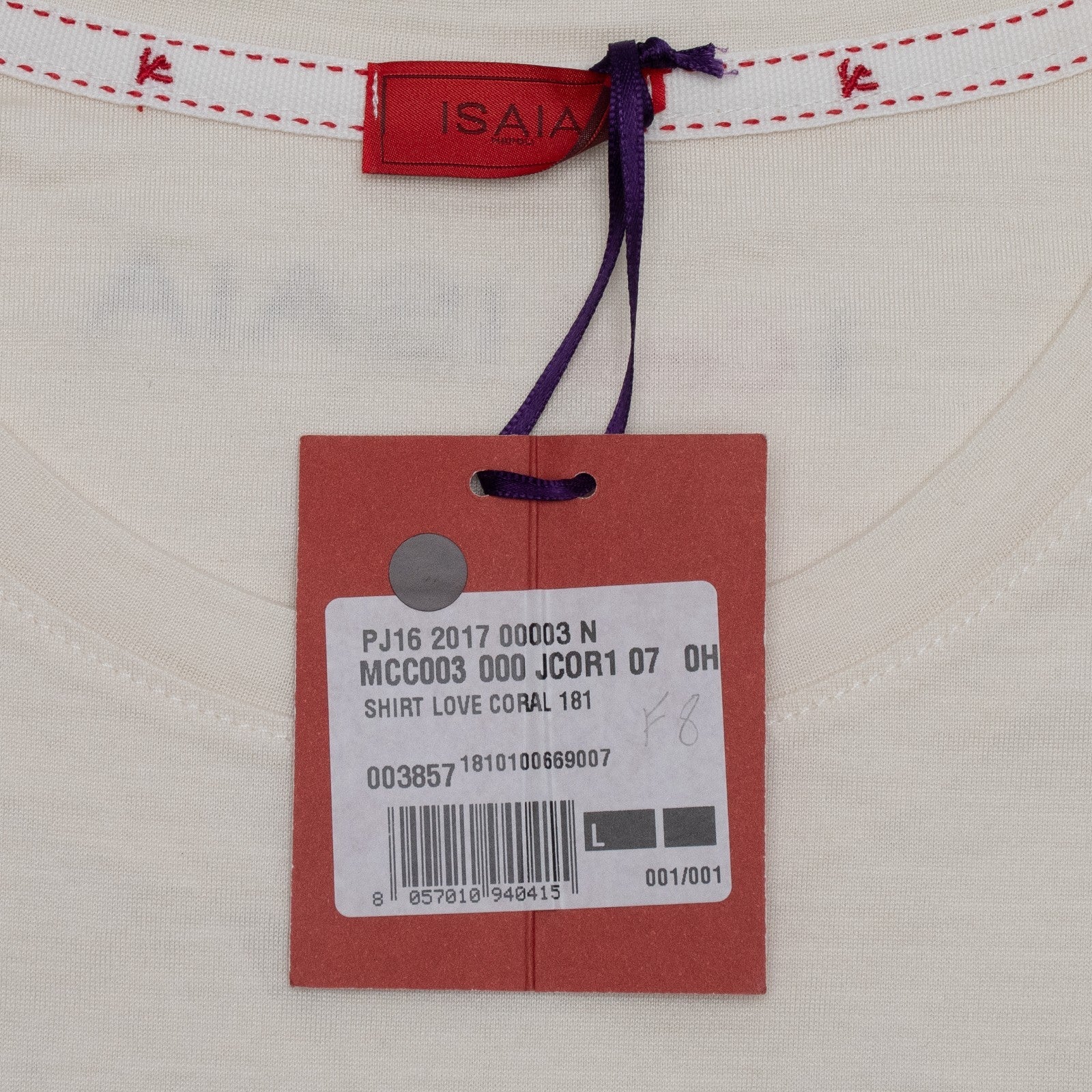 550$ ISAIA NAPOLI "I Love Tokyo" T-Shirt White Cotton Silk Size L Made in Italy