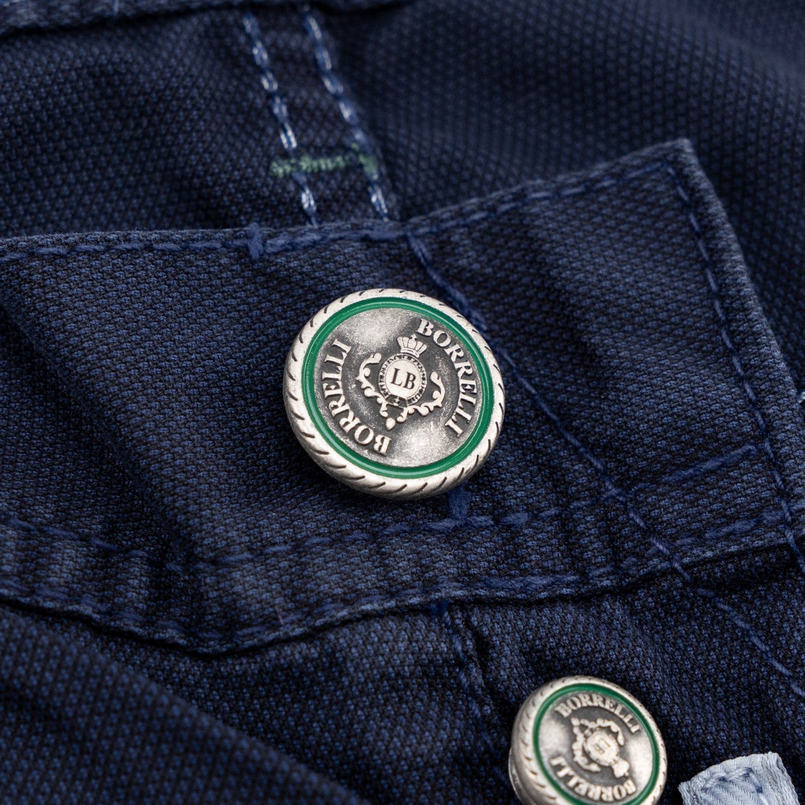 415$ LUIGI BORRELLI NAPOLI Blue Navy Denim Jeans Pant Cotton 35 US / 51  EU