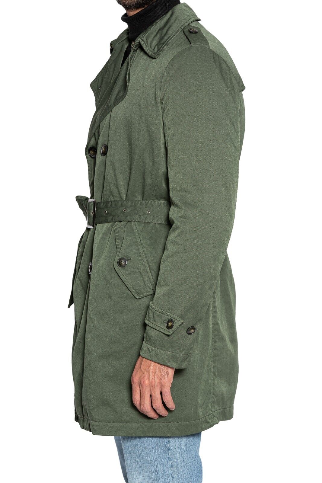 750$ M.I.D.A TOKYO-FIRENZE Trench Coat Parka Padded Miltary Green Made in Italy