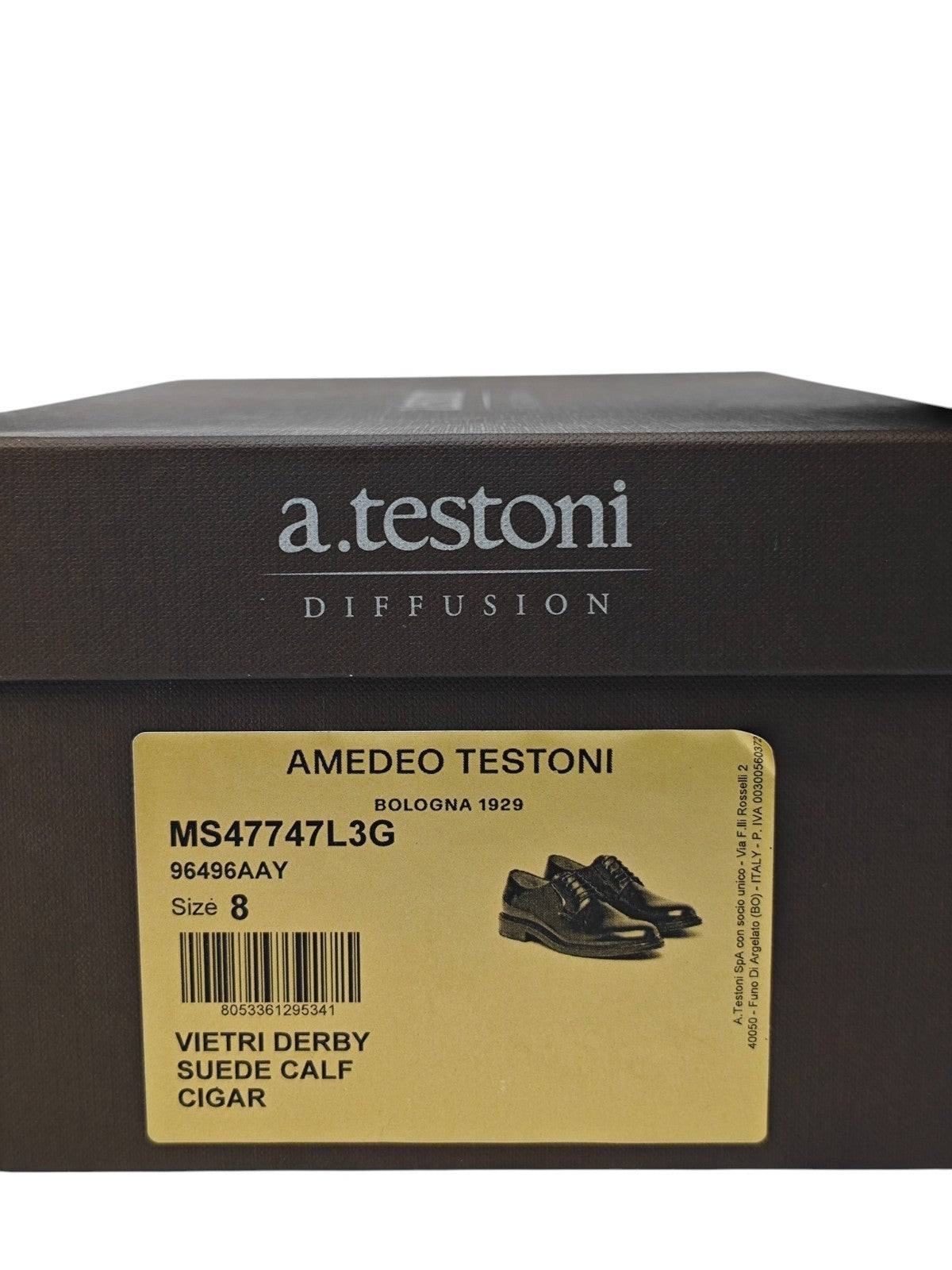 1300$ TESTONI "Vietri" Derby Shoes Suede Calf Cigar  8 UK / 9 US / 42 IT