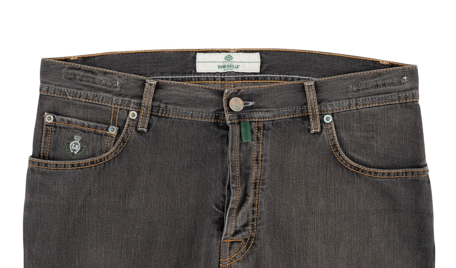 415$ LUIGI BORRELLI NAPOLI Washed Dark Grey Denim Jeans Cotton 35 US / 51 EU