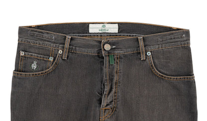 415$ LUIGI BORRELLI NAPOLI Washed Dark Grey Denim Jeans Cotton 35 US / 51 EU