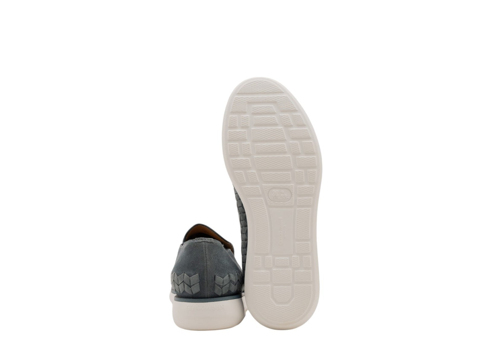 $1050 GIORGIO ARMANI Sneakers Shoes Slip-On Petroleum Green Woven Suede