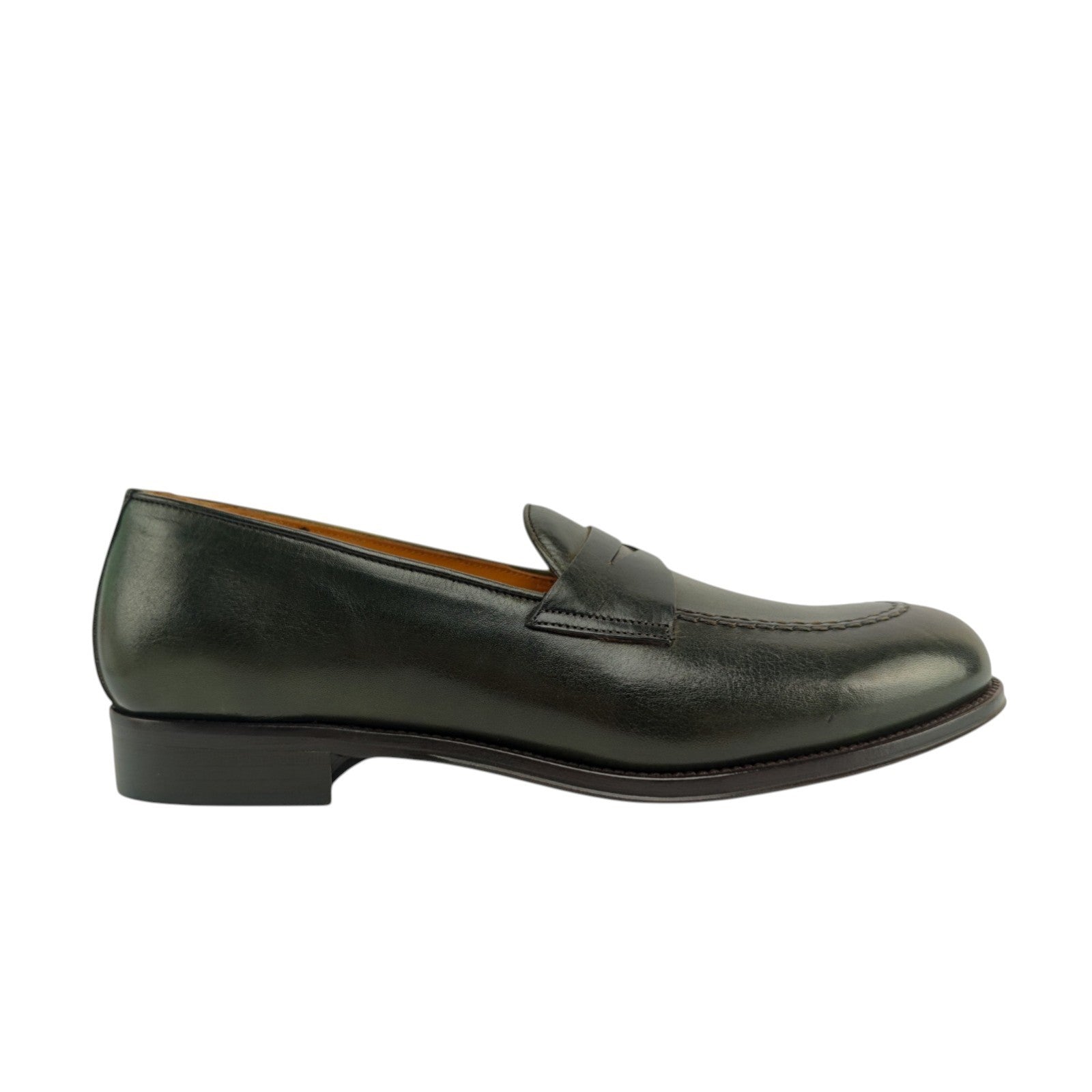 1300$ TESTONI BOLOGNA Loafer Shoes Antique Lux Calf Green 8 UK / 9 US / 42 IT