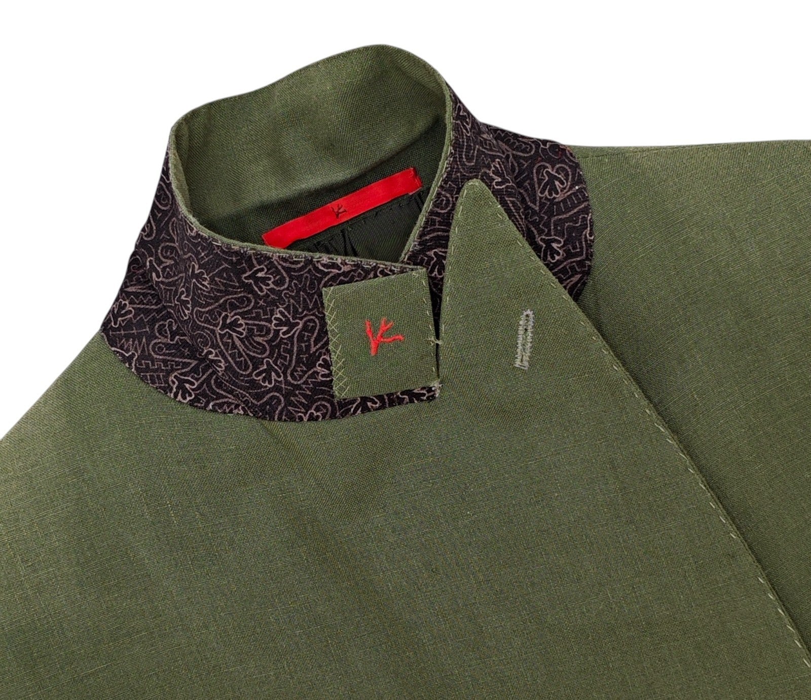 $8395 ISAIA "Marechiaro" Green Double Breasted Suit 100% Linen 38 US / 48 EU  8R