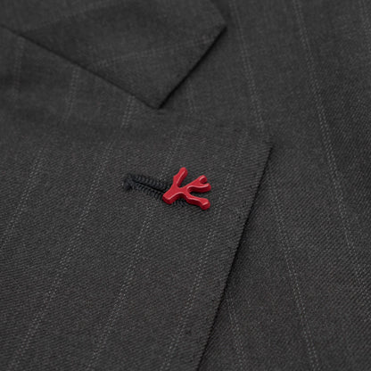 $6850 ISAIA NAPOLI "Gregorio" Dark Gray Suit Hand-Sewn Fine Wool Striped