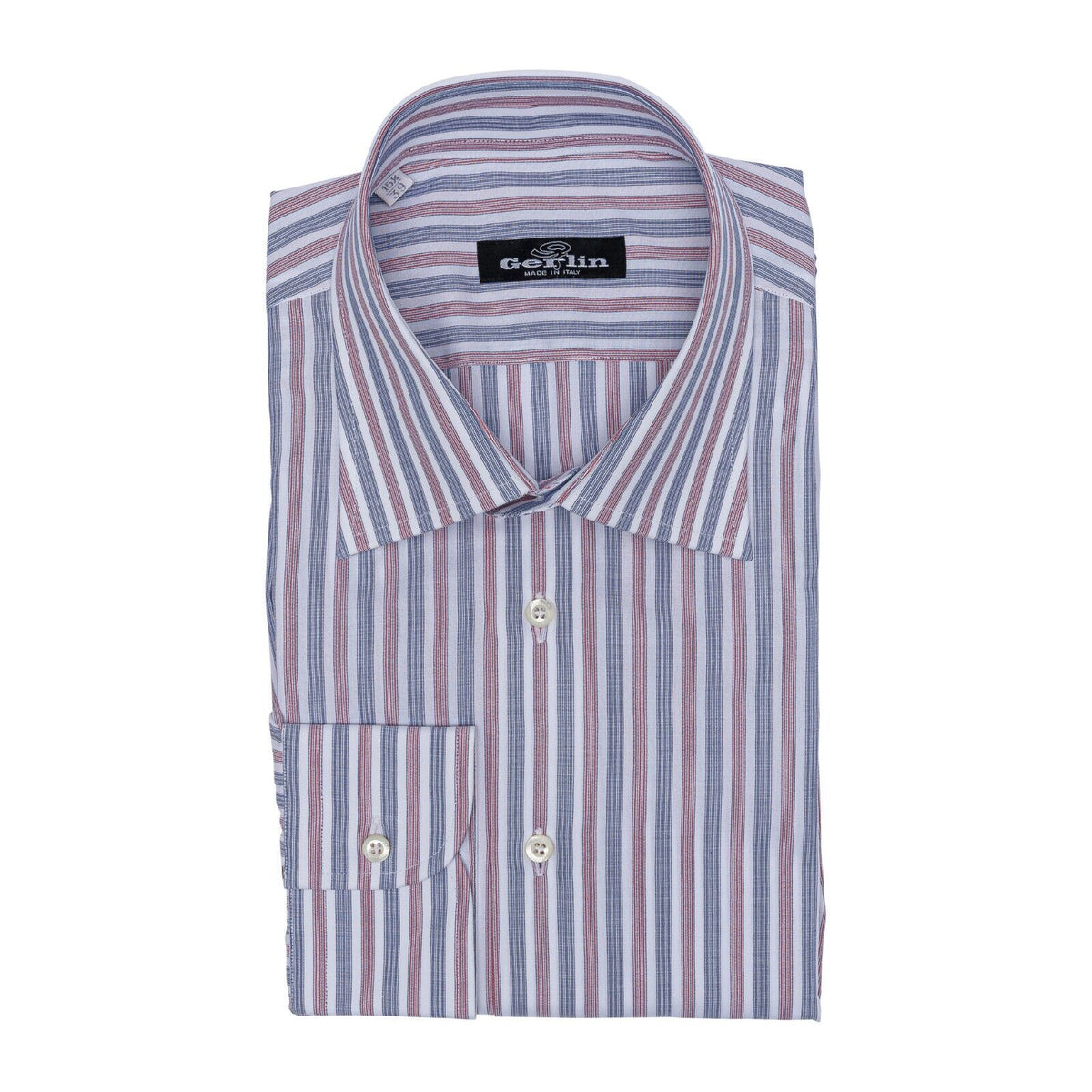 690$ LUXURY GERLIN Shirt Red - White - Blue Striped Cotton 2AP ZILLI