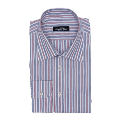 690$ LUXURY GERLIN Shirt Red - White - Blue Striped Cotton 2AP ZILLI
