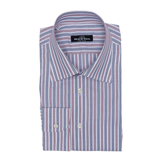 690$ LUXURY GERLIN Shirt Red - White - Blue Striped Cotton 2AP ZILLI