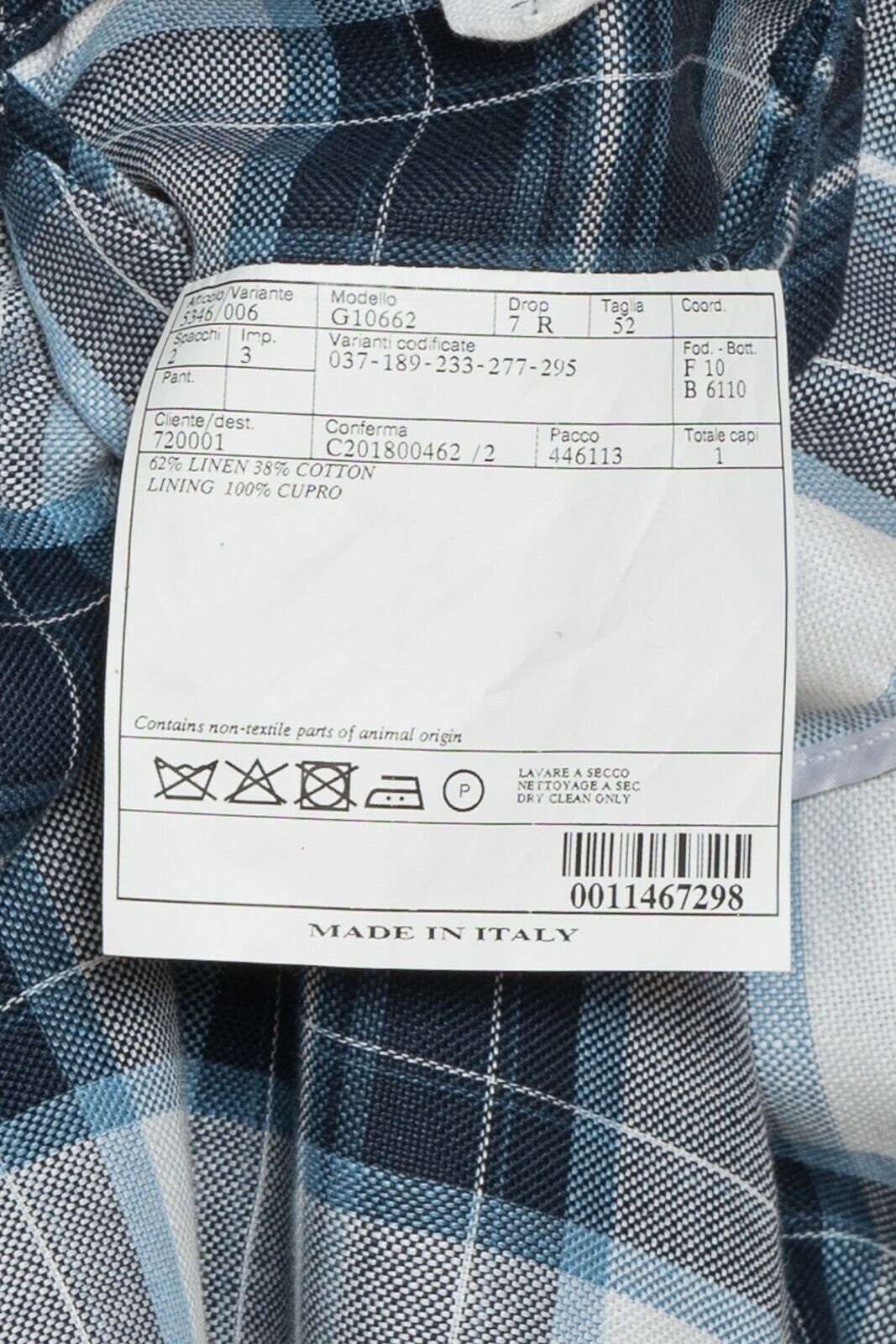 2150$ BELVEST Sartorial Double Breasted Jacket Check Linen Cotton JACKETINTHEBOX