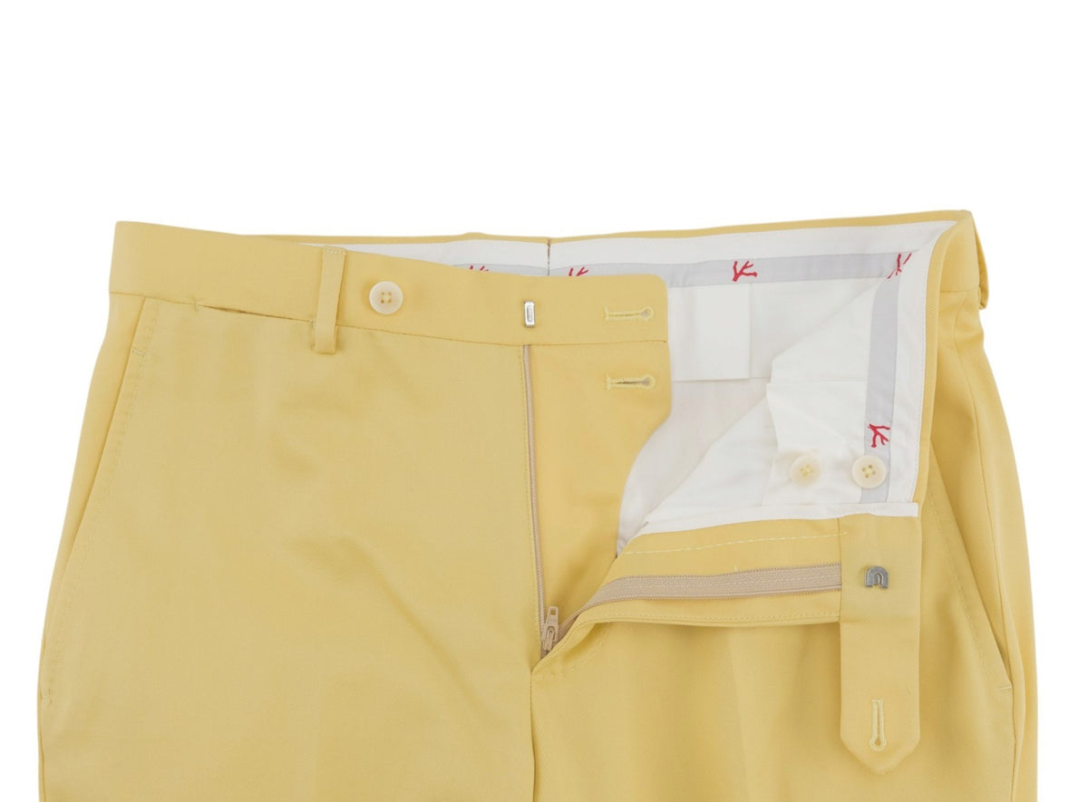 $5100 ISAIA NAPOLI "Capri" Yellow Hand-Sewn Suit Cotton  36 US / 46 EU 8R