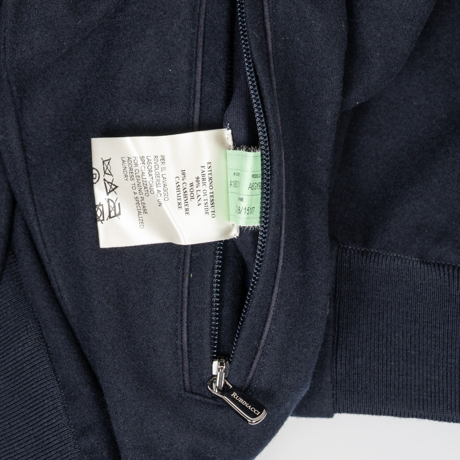 $2600 RUBINACCI Blue Hooded Tracksuit LORO PIANA Wool Cashmere + Leather Details