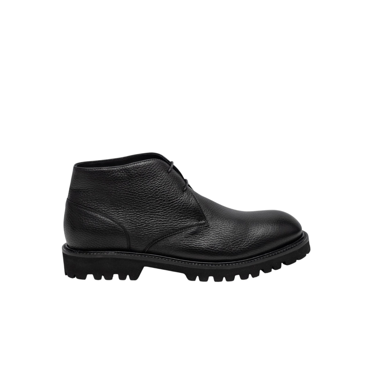 1450$ TESTONI "Custoza" Desert Boot Deer + Fur Lining Calf Black 8 UK 9 US 42 IT