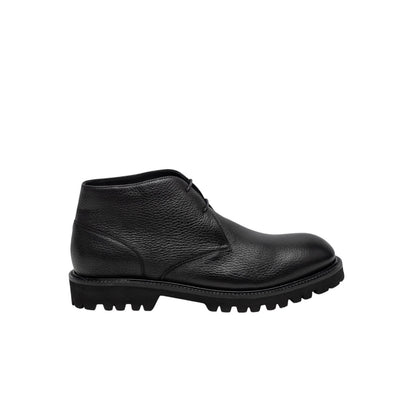 1450$ TESTONI "Custoza" Desert Boot Deer + Fur Lining Calf Black 8 UK 9 US 42 IT