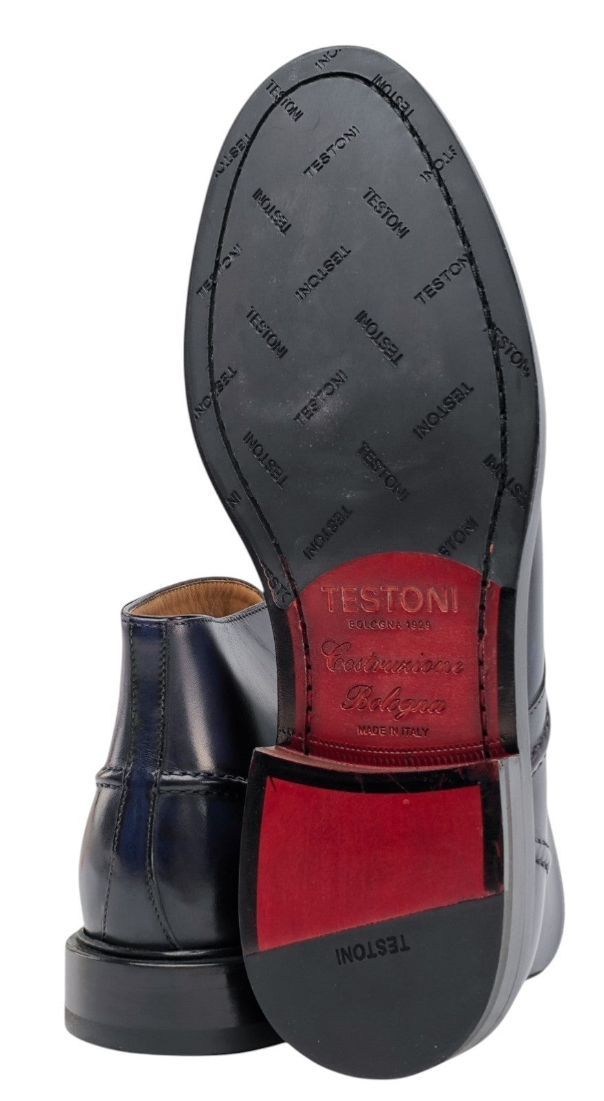 1300$ TESTONI Blue Desert Boot BOLOGNESE Antique Calf  8 UK / 9 US / 42 IT