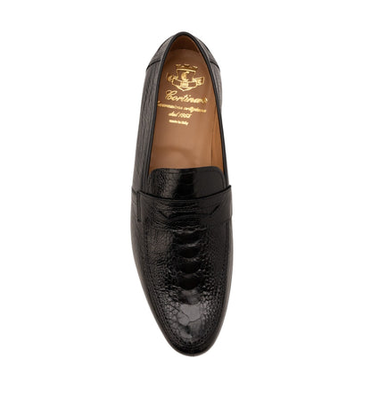 2200$ CORTINA Penny Loafers Shoes Black 100% Ostrich Leather 9 UK / 10 US  43 IT