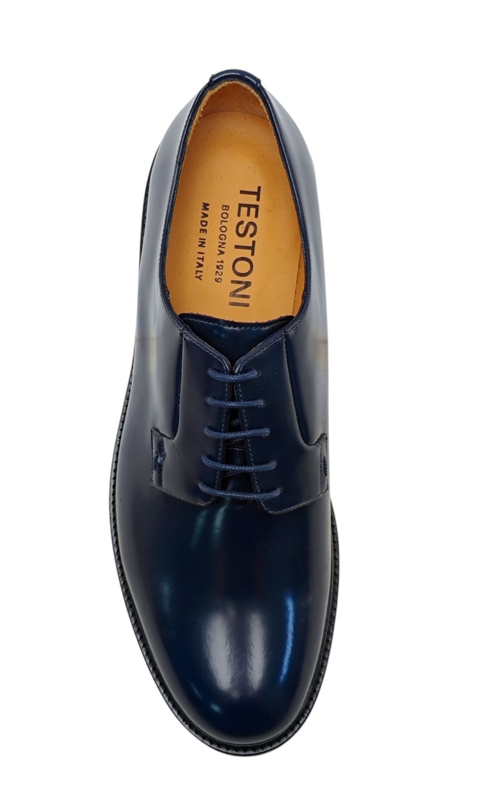 1200$ TESTONI "Vietri" Derby Shoes Brush Off Calf Navy (2) 8 UK / 9 US / 42 IT