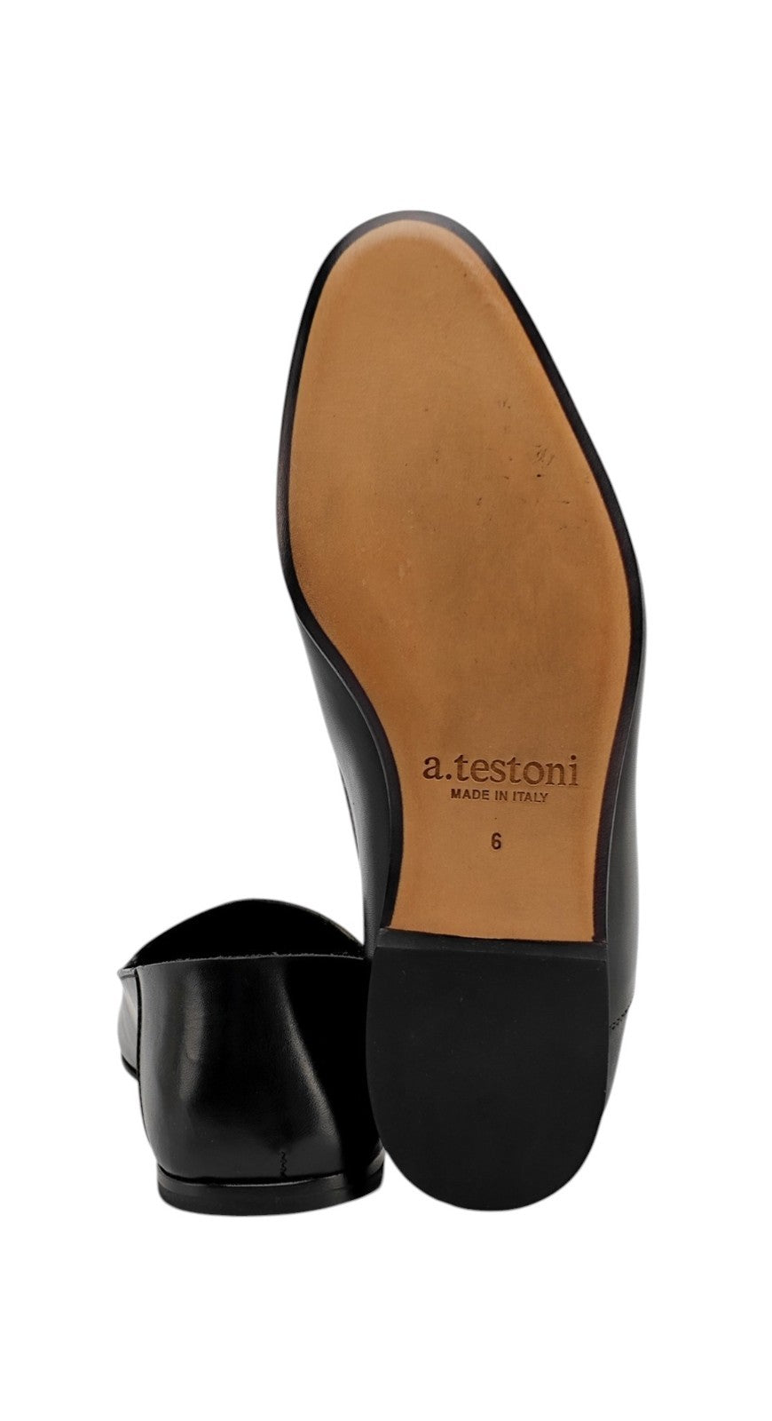 $1150 TESTONI BOLOGNA Slipper Loafer Shoes Lux Calf Black