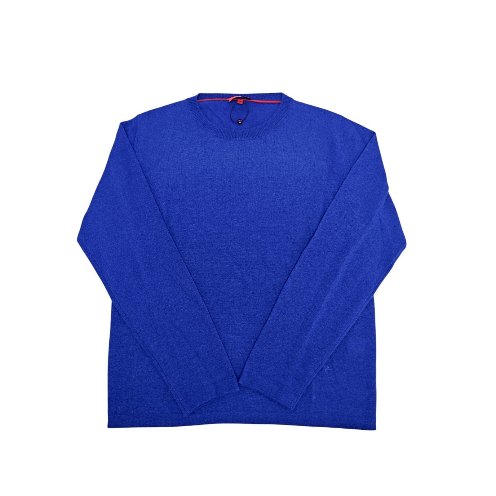 1825$ ISAIA NAPOLI Electric Blue Crewneck Sweater Knit Cashmere - Silk Size M